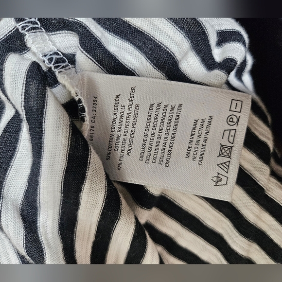 Anthropologie ett:wa Black White Striped Short Sleeve Blouse Medium - Picture 8 of 8